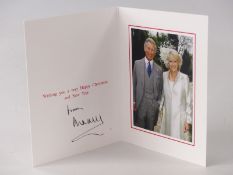 HRH Prince Charles and Camilla photographic Christmas card depicting the couple, signed /