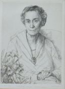 Hubert Andrew Freeth signed artist's proof engraving portrait of Mrs B A Wright, 27 x 20cm