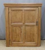 Pine cupboard with panelled door, W91 x D34 x H108cm