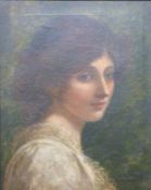 Attributed to John Hanson Walker (1844-1933) oil on canvas of pretty lady in white lace dress,