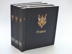 Three Davo France stamp albums 1849-2003. Good range including early issues, 1936 100th flight,