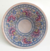 Charlotte Rhead for Crown Ducal tube lined pedestal bowl, signed to base, H9cm, Diam 25cm