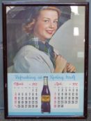 Framed NuGrape soda advertising calendar for April and May 1957