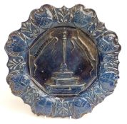 Castle Hendingham 19thC charger impressed Lavenham (Suffolk) and E Bingham to base, diameter 27cm