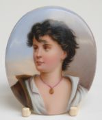 KPM/Berlin style miniature portrait on porcelain, H6cm