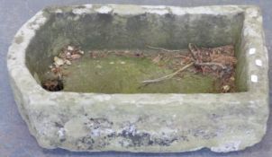 D end carved natural stone trough, W39 x D56 x H16cm