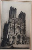 Andrew F Affleck etching Rheims Cathedral, signed lower right, 65 x 42cm