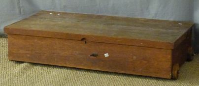 Oak box on wheels to suit under bed storage, W123 x D62 x H27cm