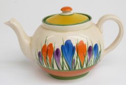 Clarice Cliff for Newport Pottery Bizarre teapot in Crocus pattern, H11.5cm