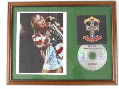 Framed Guns N Roses Axl Rose signed photograph and CD, 34 x 44cm