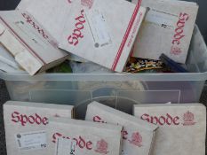 Spode collector's plates in boxes, Ault Pottery jug, animal figures, over-sized coloured champagne