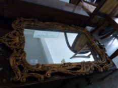Gilt framed mirror, 92x55cm overall