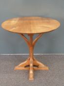 Richard Richardson Arts & Crafts table with paperwork attached, diameter 57cm height 55cm
