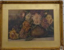 Arthur Dudley (ex 1890-1907) watercolour still life of flowers in a bowl, signed and dated 93
