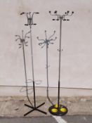 Two retro Sputnik coat, hat or hall stands, each approximately 162cm tall