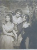 Norman Hirst signed mezzotint of three children, signed to lower right margin, 45 x 37cm