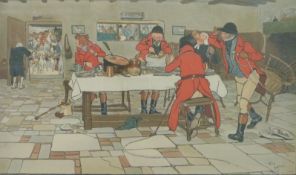 Cecil Aldin print 'The Huntsman's Breakfast', 39 x 63cm