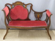 Edwardian inlaid rosewood chaise longue