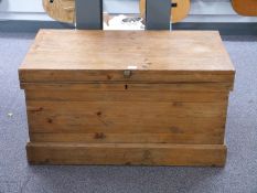 Pine trunk or blanket box, W92 x D50 x H49cm