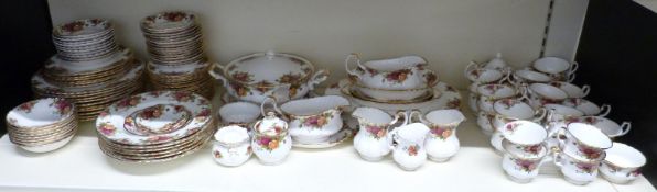 Royal Albert Old Country Roses dinner, tea and coffee ware, mostly 12-place settings,