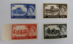 An unmounted mint set of four GB castle stamps