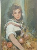 Giordana Giovanetti (Italian 1906-1973) oil or acrylic on board retro / kitsch portrait of a lady,