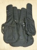 Five padded soft guitar carry cases.