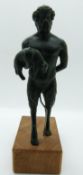 Roman style bronze statue of Pan with paperwork from Yanto Alexander showing the figure and