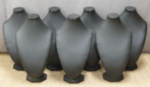 Seven black necklace or similar shop display stands, height 50cm