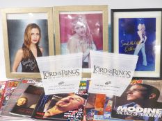 Three signed Sarah Michelle Gellar pictures, a collection of horror interest magazines and two Air
