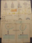 Five early 20th century coloured drawings relating to lighthouses at Avonmouth docks including light