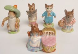 Five Beswick Beatrix Potter figures, all gold oval BP2 backstamp