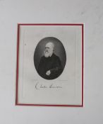 Charles Darwin, steel engraved portrait by August Weger (1823-1892) after a photograph with