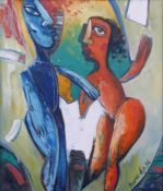 Boyko Asparuhov (b1959) acrylic on canvas in the style of Picasso, signed and dated 96, 60 x 50cm