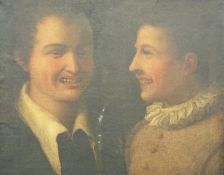 Attributed to Bartolomeo Schedoni oil on canvas two boys, with notes verso relating to the artist