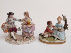 Two continental figural groups, H14cm