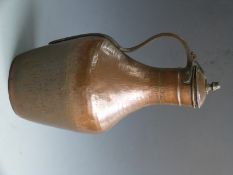 Turkish copper single handled water vessel with hinged lid, H 54cm
