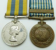 Pair of campaign medals for Korea awarded to 1128131 Signalman W.J.Hunter Royal Signals, possible