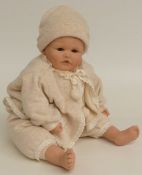 Melanie Seddon Tinkerbell collection or similar wax or composite doll with open mouth, blue eyes and