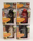 Four Product Enterprise Ltd Dr Who and the Talking Dalek Daleks in red, grey, black and white, all