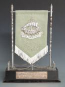 Punjab regimental banner with inscription from Lt. Gen Mohinder Singh, 38cm high