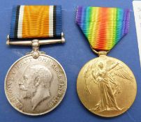 British Army WWI medals comprising War Medal and Victory Medal, named to 5834 W Hosier 1/4th
