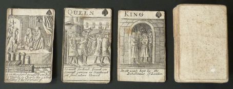 The Reign of James II 1685 – 1688 English playing cards. Black and white engraved cards. Scenes