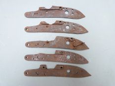 Five musket/ gun locks comprising one East India Company, one marked Ketand, two stamped Tower and
