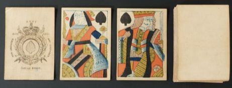 Josiah Stone, England playing cards. Garter ace. GIII, No. 6. Full length standard courts. Plain