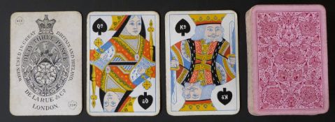 De La Rue & Co, London playing cards. Standard double ended courts,round corners, indices within
