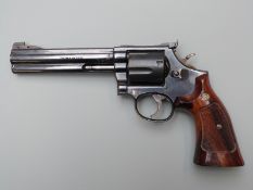 Deactivated Smith & Wesson .357 magnum six shot double action revolver with inset gilt monograms