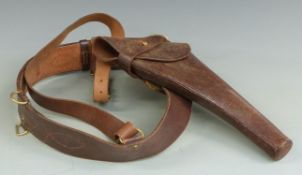British Army officer's leather Sam Brown belt, shoulder strap and pistol holster