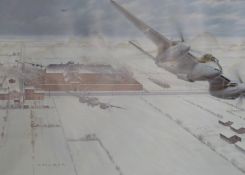 Gerald Coulson signed limited edition (323/850) print of a Mosquito aircraft 'Operation Jericho -