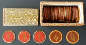 Dasavatara Ganjifa Indian circular lacquered playing cards with paintings showing typical emblems